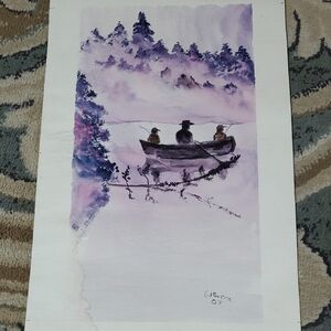 Serene Purple Lake Art Print